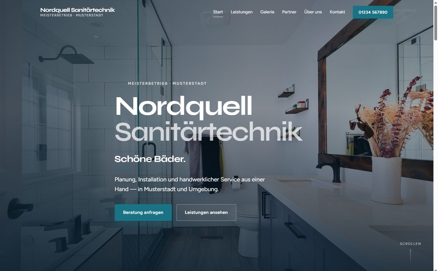 Vorschau der Musterseite Nordquell Sanitärtechnik